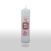 Bougie Baptême - empreintes rose