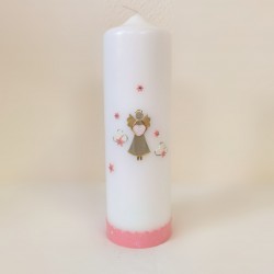 Bougie Baptême Ange Rose
