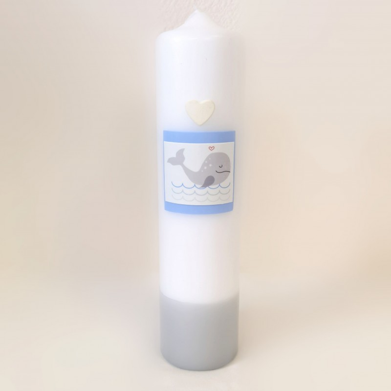 Bougie Baptême Baleine Bleu